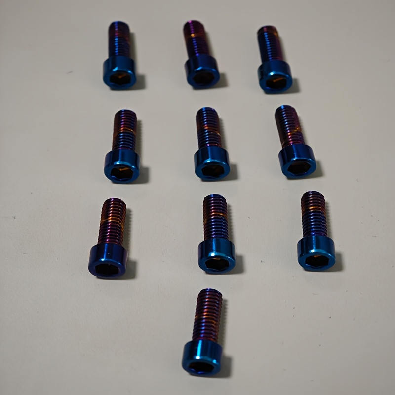 TEMU 10pcs Motorcycle Modification Universal Screws M6*12mm16mm Electroplated Blue Screws Stainless Steel Hexagon Screws Motorcycle Electric Vehicle