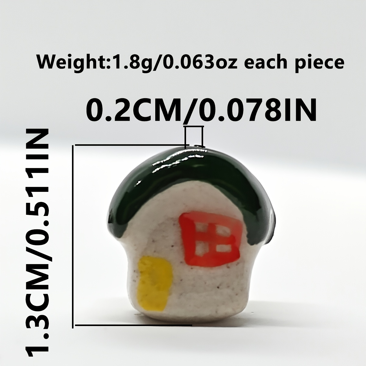 4pcs Vintage Green House Ceramic Beads for Jewellery Making