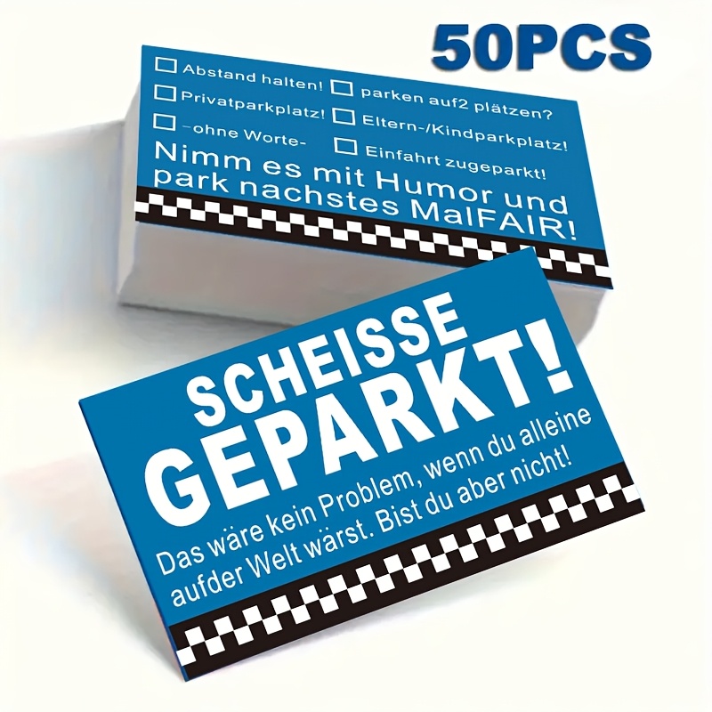 

50pcs Humorous German Parking Violation Cards, 3.5x2.1", Bilingual "funny For Bad Parking" & "private Parking" Reminders With Checkboxes - Calling Out & Parking, Parking Cards