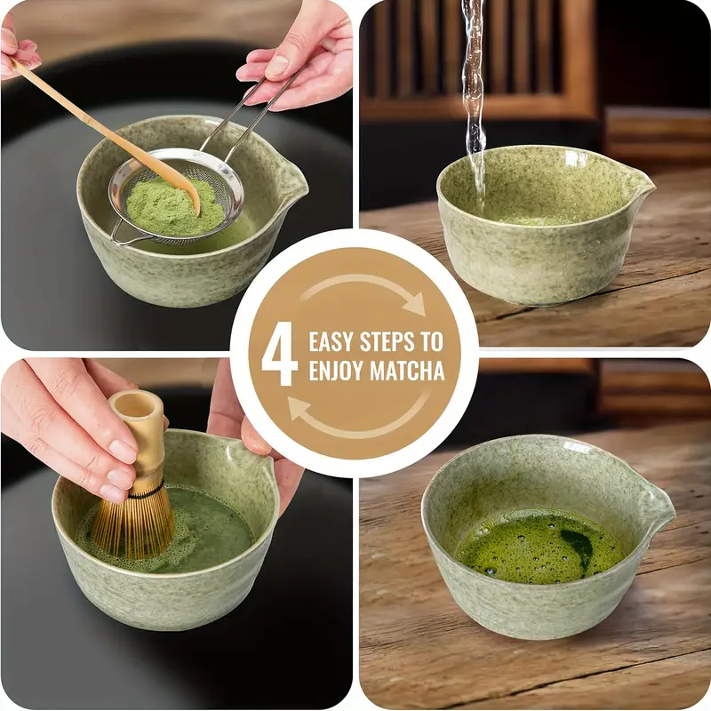 Kit matcha 5 pièces : bol bec, fouet, support, tamis, cuillère, cérémonie thé traditionnelle Kit matcha 5 pièces : bol bec, fouet, support, tamis, cuillère, cérémonie thé traditionnelle