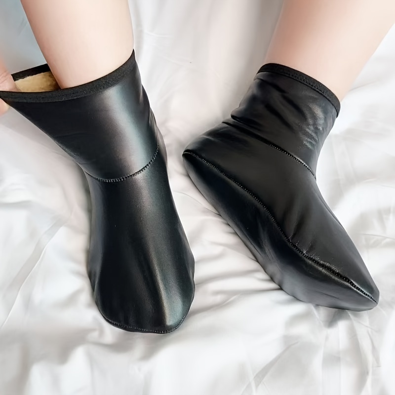 

1 Pair/ Men's Floor Home Leather Mouth Leather Socks Waterproof Fabric Socks Yoga Sitting Blanket Warm Autumn And Winter Socks