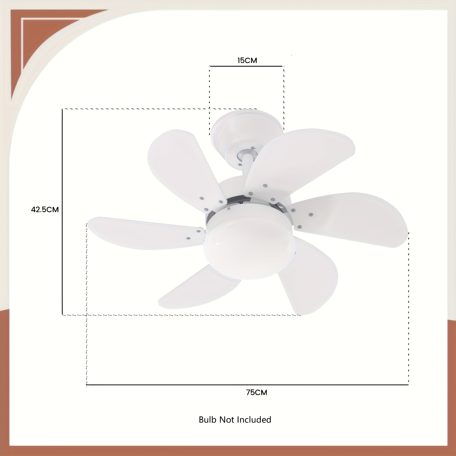 Stropni ventilator s svetilko v krom/pobarvani/obično/medenem/barvni odtenku z daljinskim upravljalnikom, tiha stropna svetilka, 6 lopatic, 75