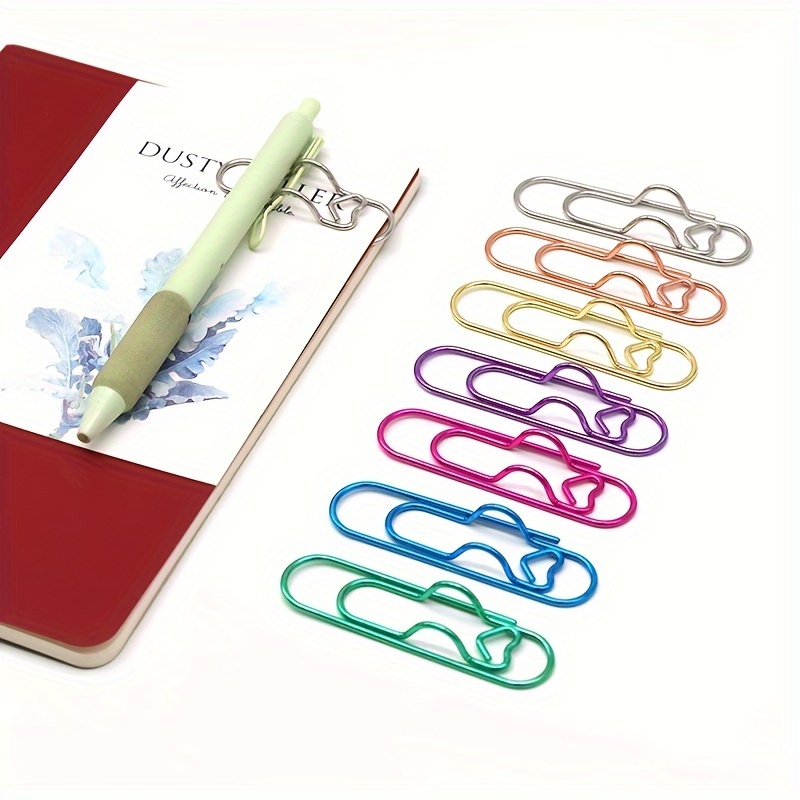 

7-piece Set Of Colorful Heart-shaped Metal Pen Holders - Assorted Colors, Iron Paper Clips & Bookmarks For Office And School Supplies
