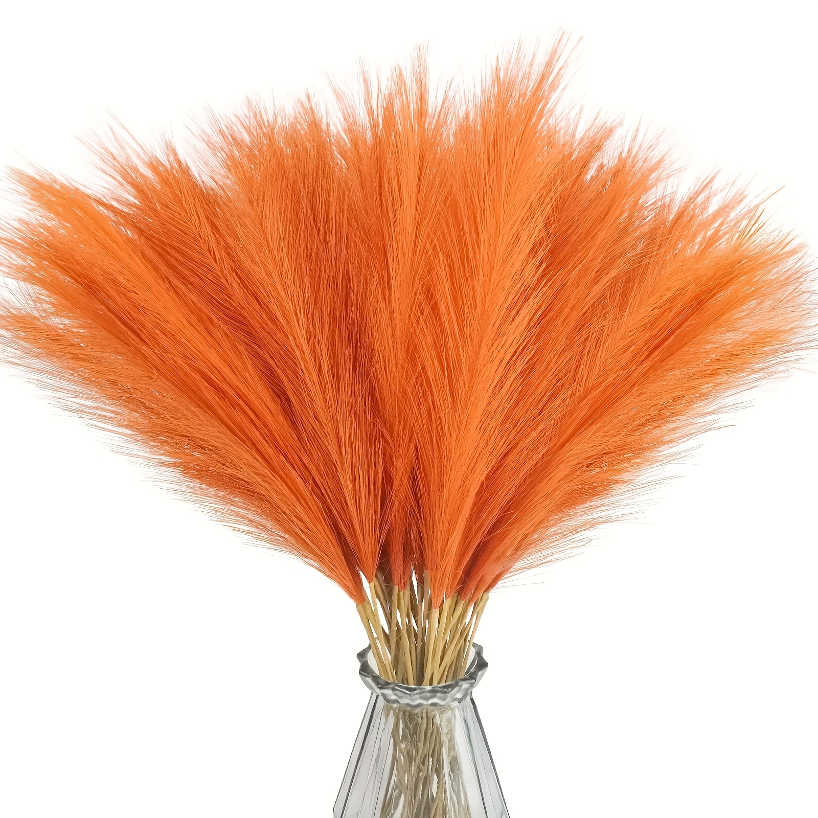 12pcs Orange Fabric Reed Bouquet: Suitable For Bohemian And Scandinavian Styles, For Wedding Party ; Ideal For Soft Furnishings In Living Rooms And Bedrooms, As Well As For Festive Scene Arrangements