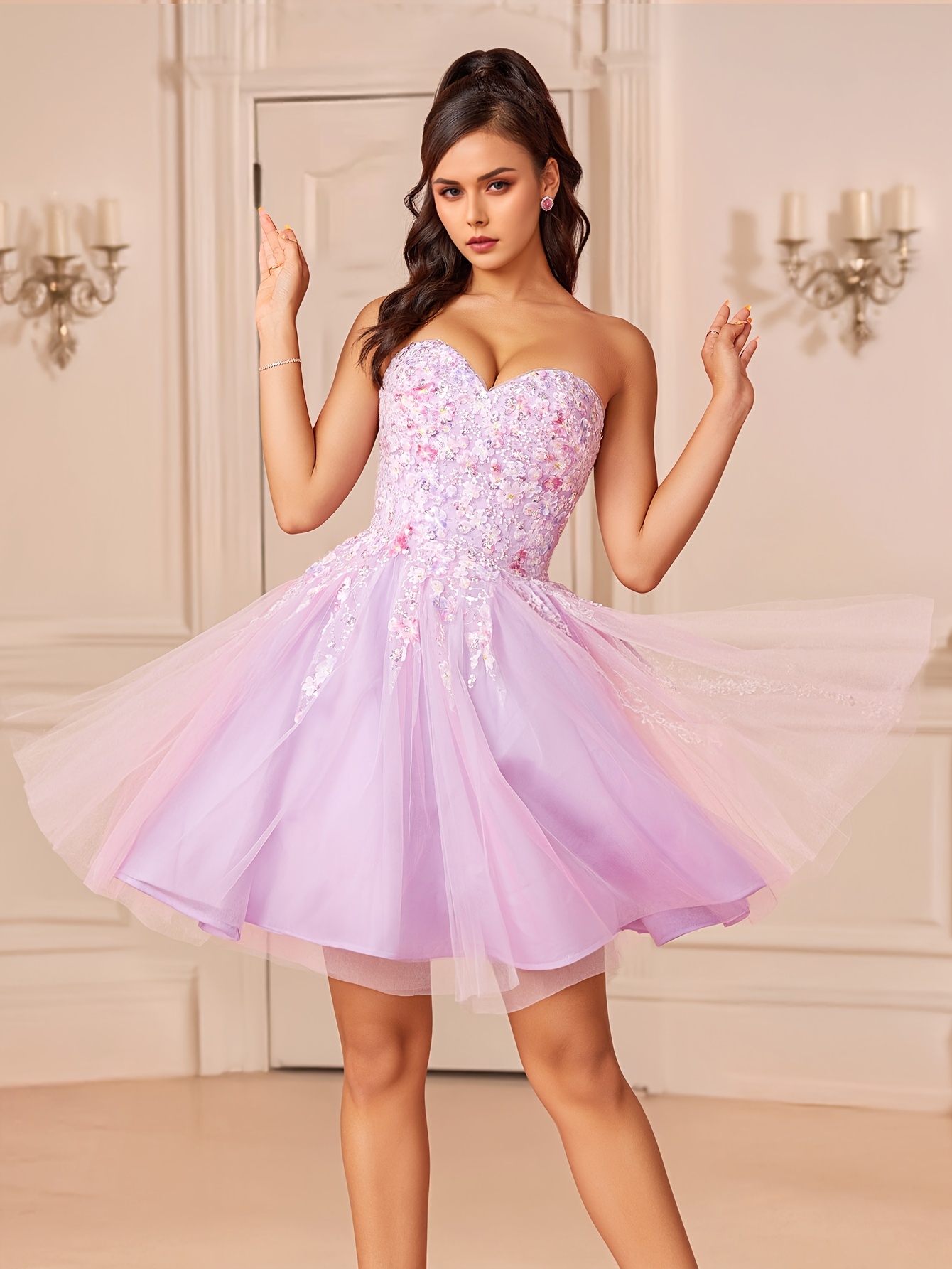 an elegant chic short pink cocktail dress women featuring a - Temu Ireland