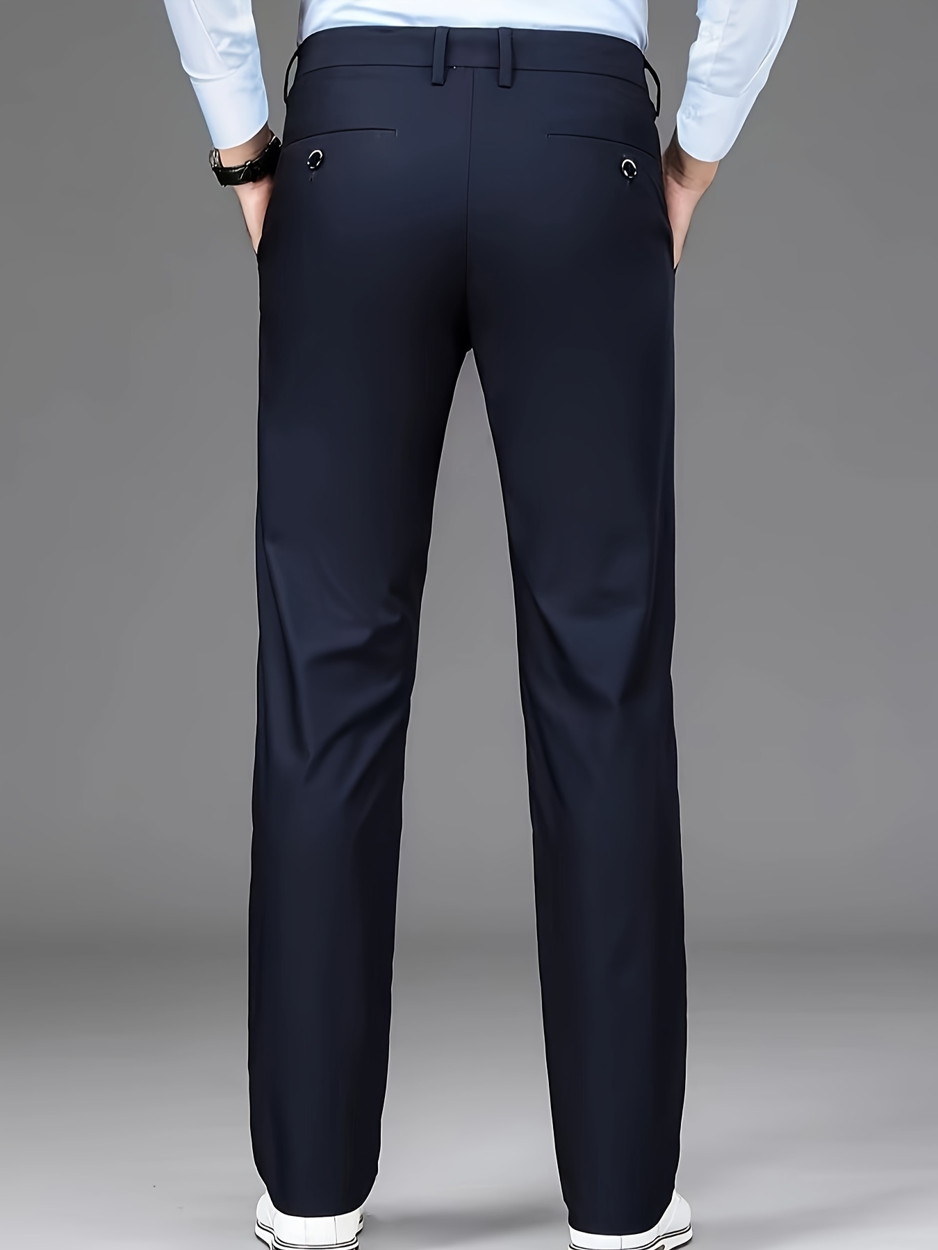 Men's Professional Business Trousers, Stretch, Wrinkle-resistant and Iron-free, Formal & Casual Loose Straight-leg Suit Pants, Versatile for Office Workers, Ideal Gift for Work Wear