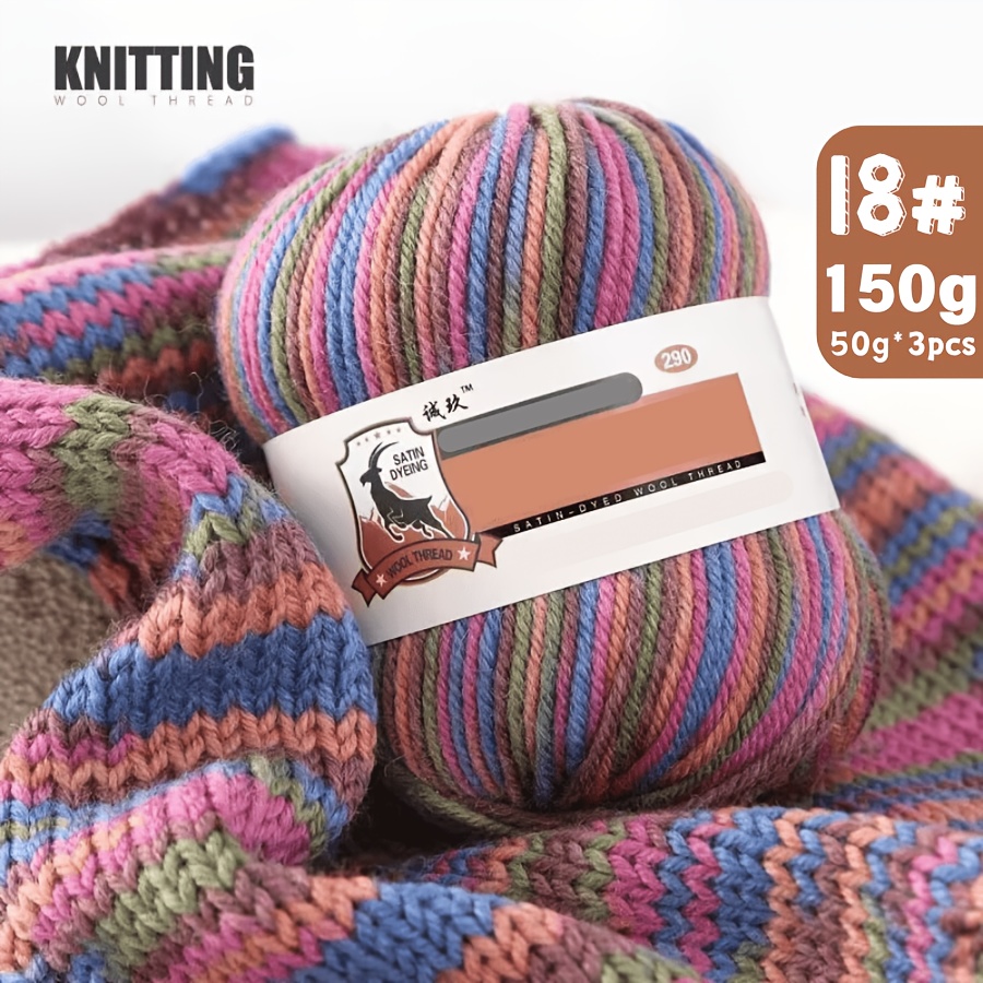 TEMU Set Of 3 Luxurious Tie-dye Yarns, Gentle And Skin-friendly Gradient Yarn, Hand-dyed In Multiple Colors, Featuring A Rich Texture And , Of 95%