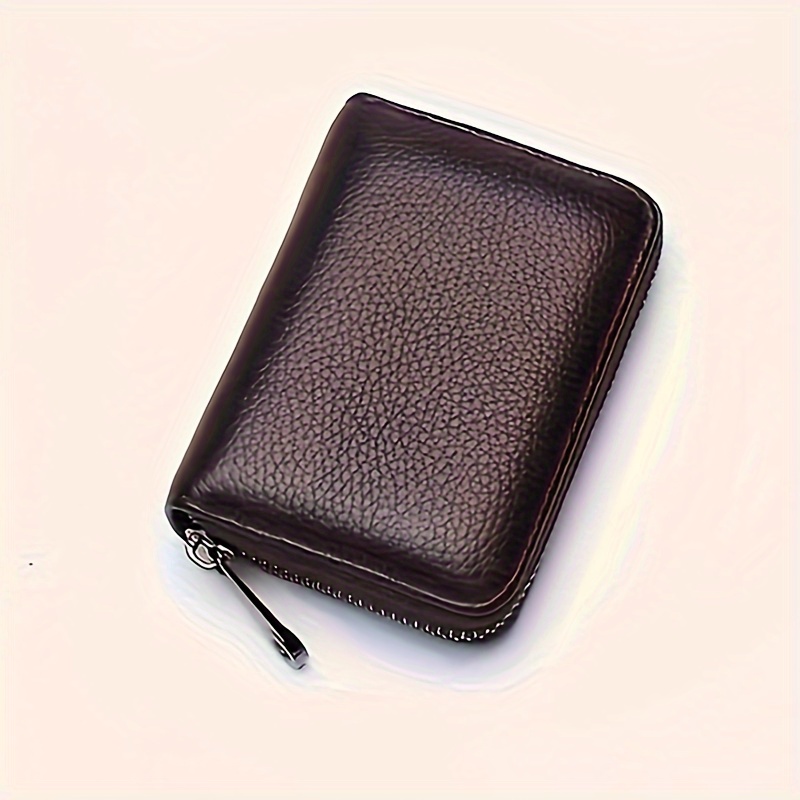 TEMU Multi-functional Pu Leather Business Card Holder Wallet For Men And Women - Waterproof And Durable Passport, Credit, Debit, And Bank Card Organizer With Secure Zipper Closure And Multiple Card Slots