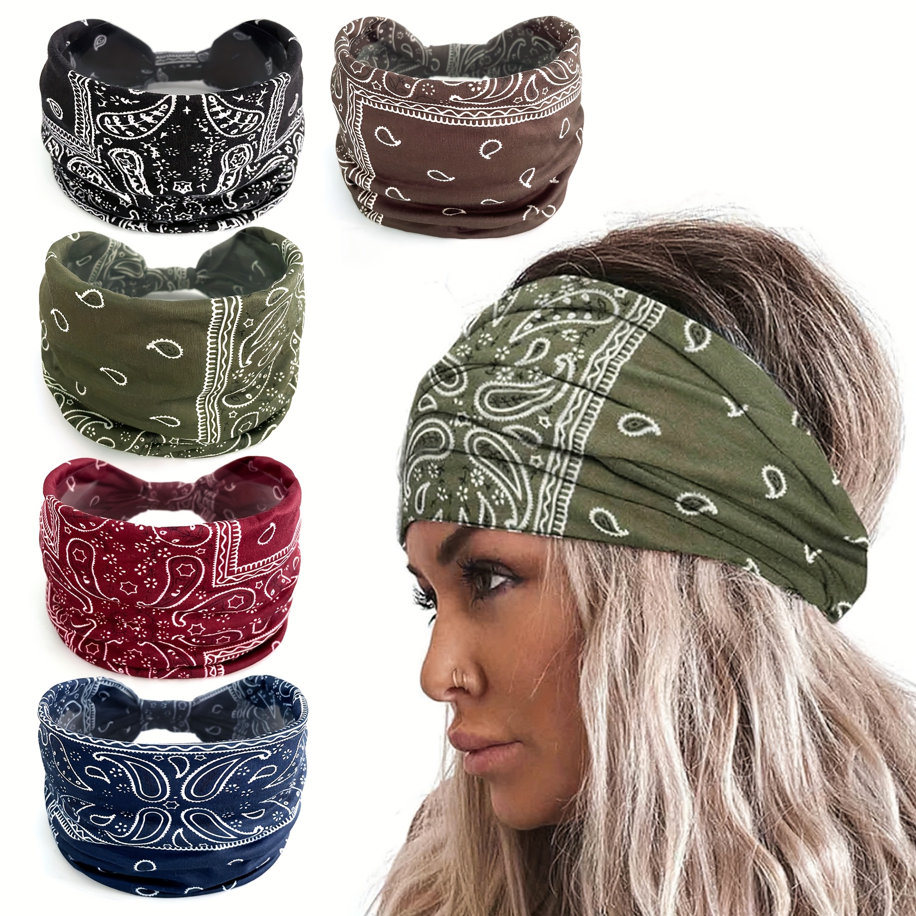 wide headbands women knotted no slip head bands soft turban Temu