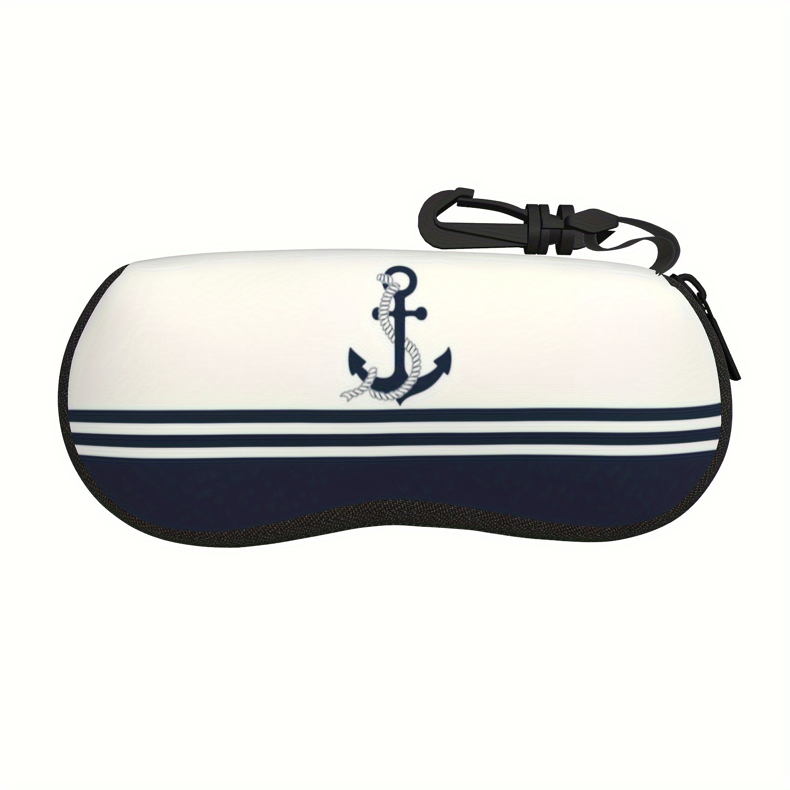 

Navy Blue Nautical Anchor Pattern Glasses Case For Men Women Portable Storage Case Ultra Light Soft Neoprene Zipper