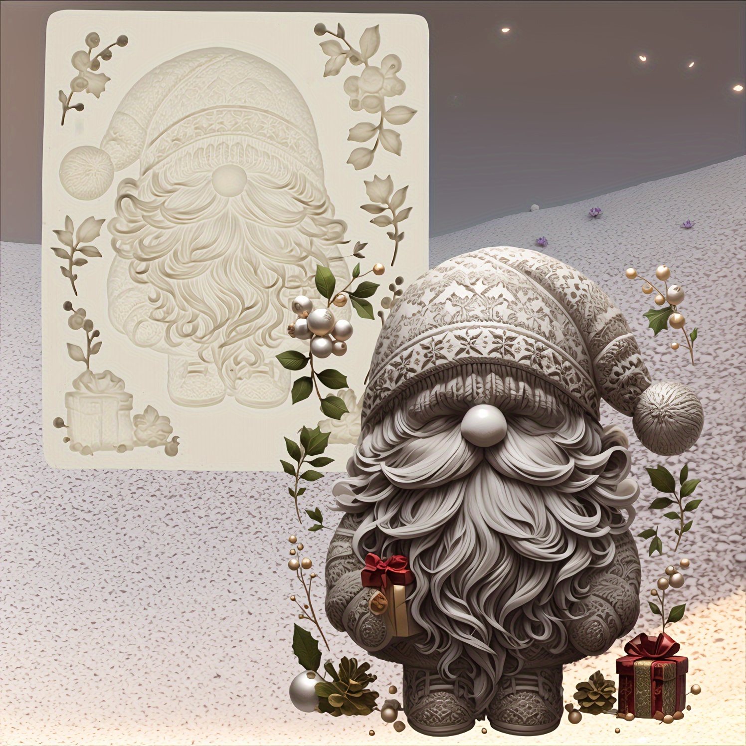 

Silicone Resin Mold For Christmas Cake Decoration, Diy Party Candy Polymer Clay Chocolate Fondant Mold, Cartoon Gnome Shape Mold For Diy Crafts And Baking