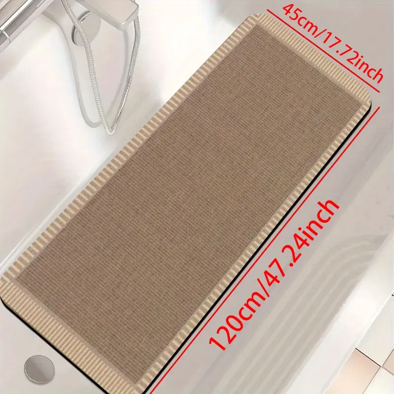 1pc diatomite bath mat modern striped border print design quick dry non slip absorbent floor rug soft and comfortable for bathroom shower laundry room bedroom doorway kitchen rv bathroom Product details 5