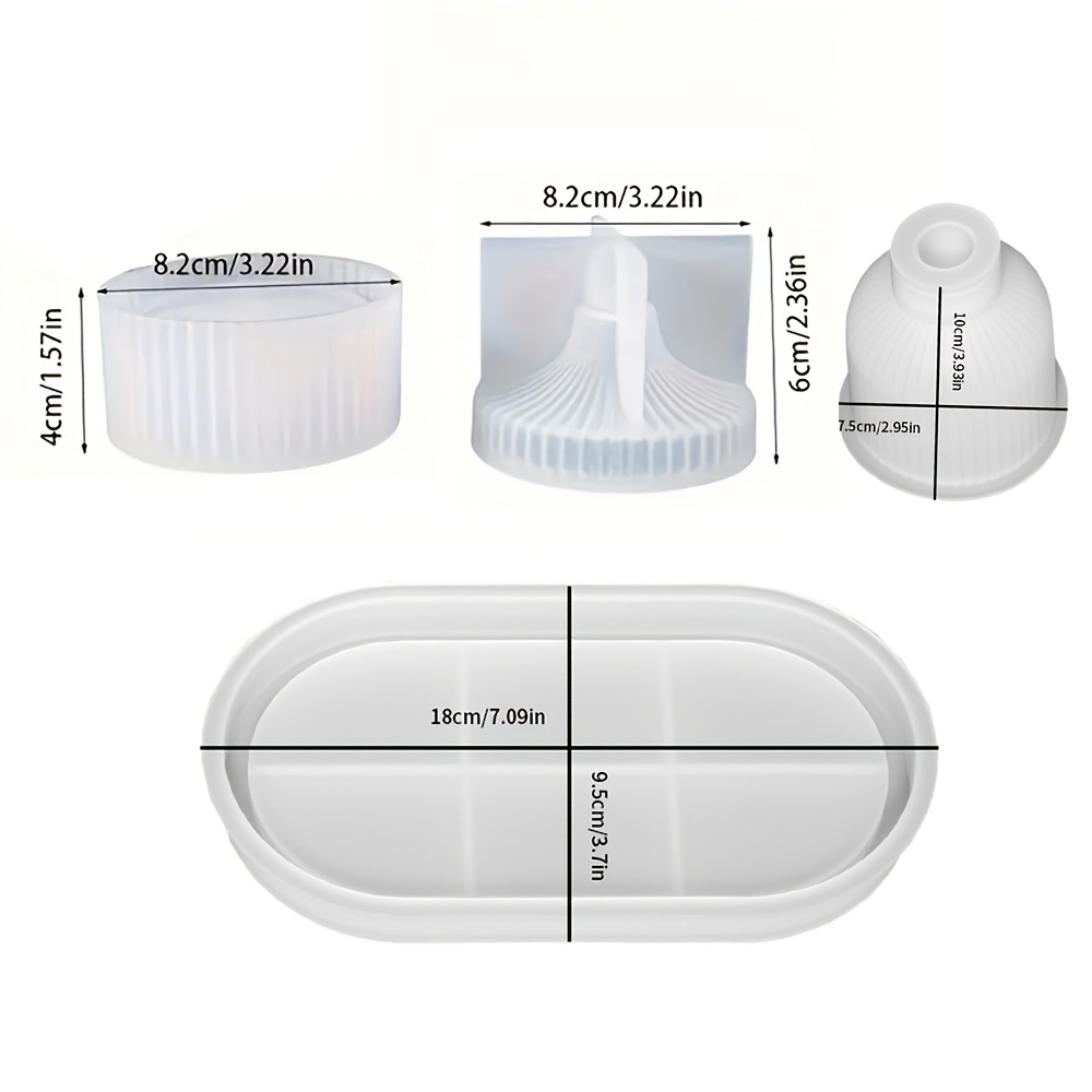 4pcs/set Silicone Molds, Oval Tray Mold, Vase Mold, Jar Mold, Resin Plaster Cement Concrete Casting Molds For Create Versatile Decorative, Diy Art Crafts, Home Decor