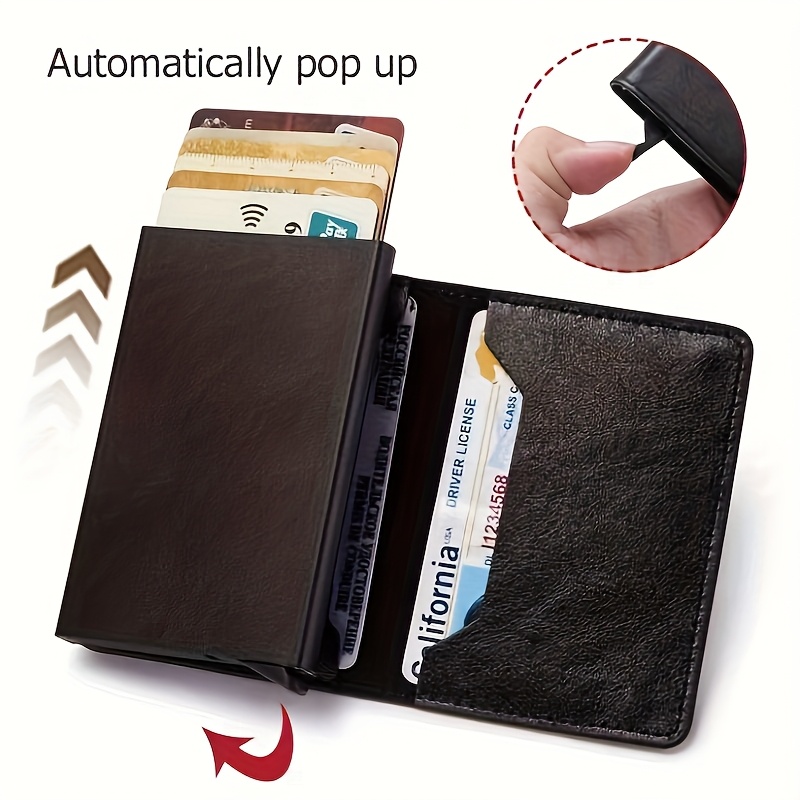 1 Ultra-Thin RFID-Blocking Men'S Wallet - Business-Style Aluminum Alloy Card Holder with Safe Black Faux Leather, Lightweight Multi-Functional Coin Purse for Travel, Camping & Daily Use