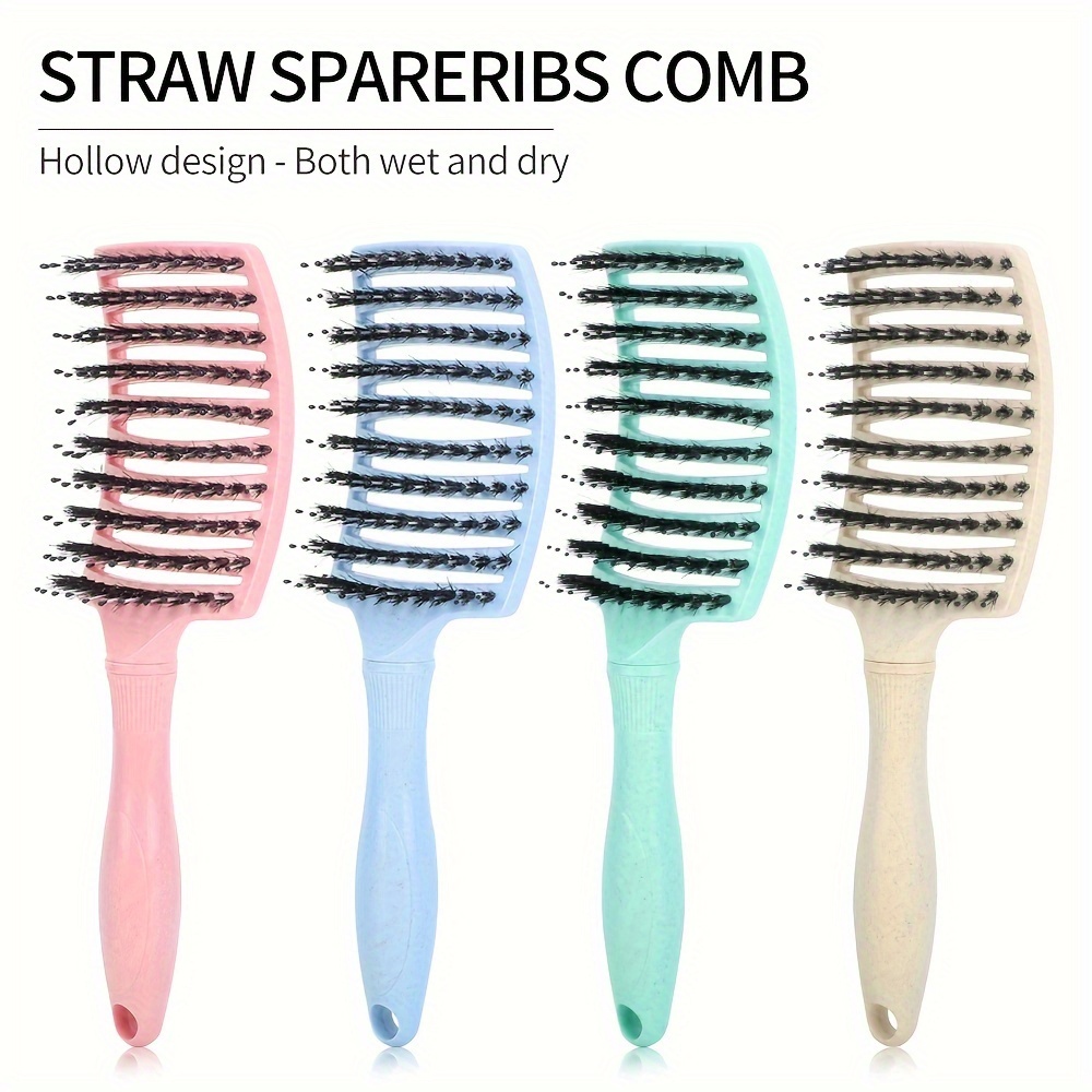 

Nylon Bristle Detangling Comb For Normal Hair, Large Curved Design With Abs Handle, Back Hair, Massage