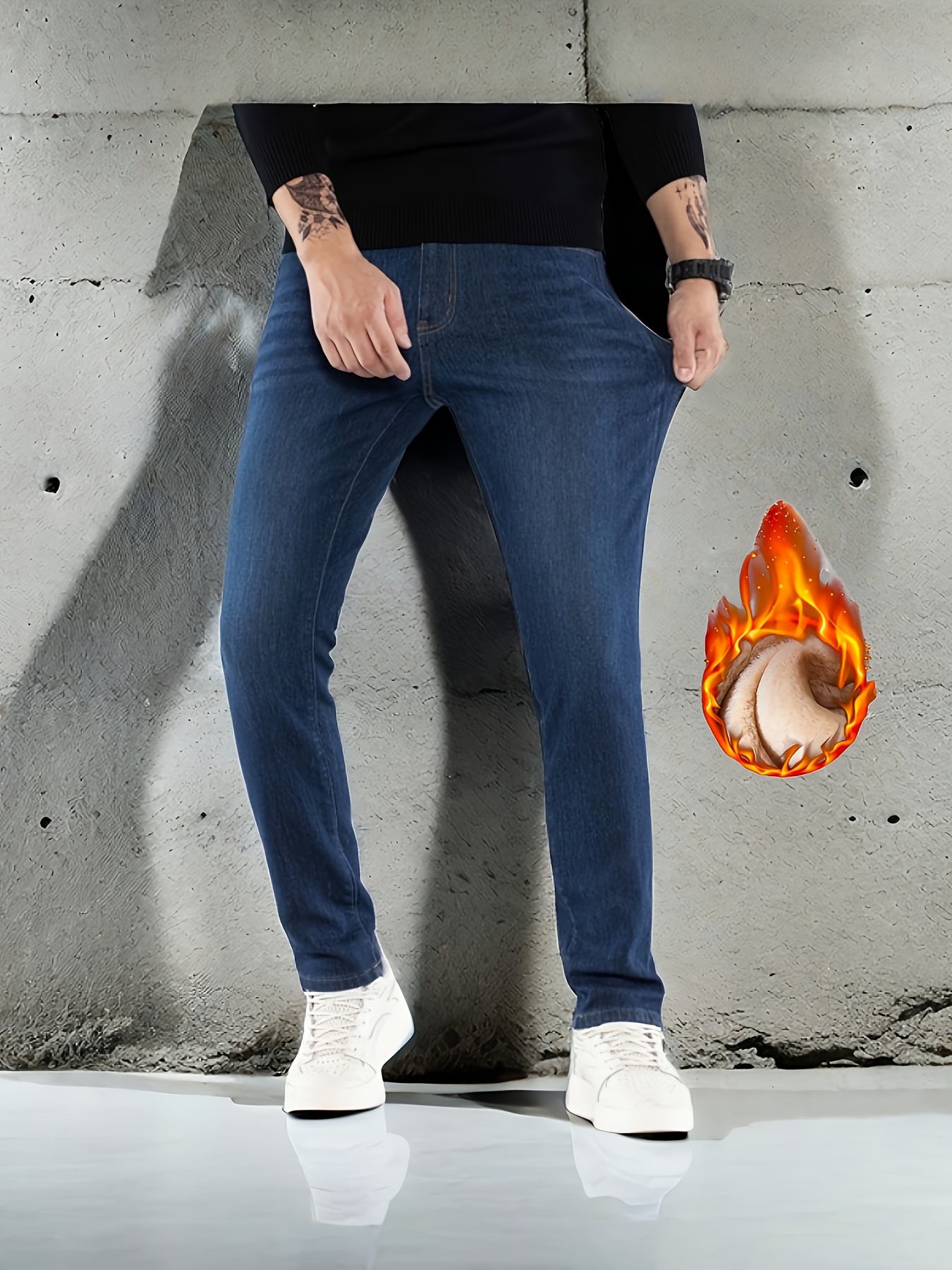 jeans forrados vellón hombre denim elástico Temu Uruguay