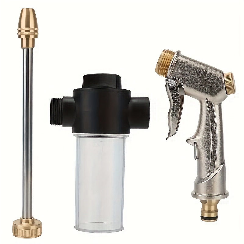 Image of High-pressure Water Gun With Foam Nozzle - Cars, Home & Garden Use, Metal Construction, Standard European Thread