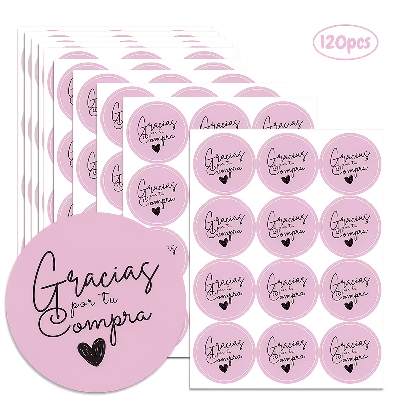 TEMU 120 pegatinas de agradecimiento "Gracias" específicas para España de 3.8 cm/1.5 pulgadas con hermoso diseño de floral, etiquetas adhesivas para