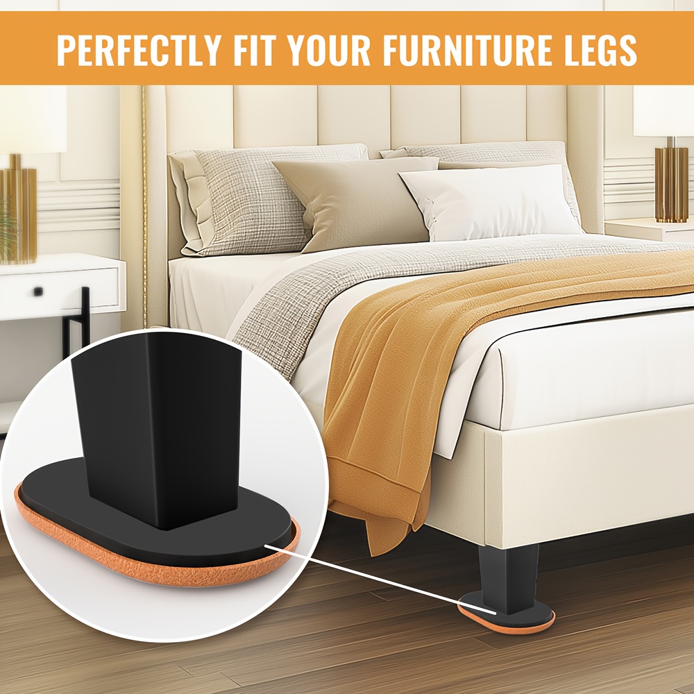 4pcs heavy duty furniture sliders 9 5 oval moving pads for carpet hardwood floors reusable protectors for sofa bed table desk   beige details 2