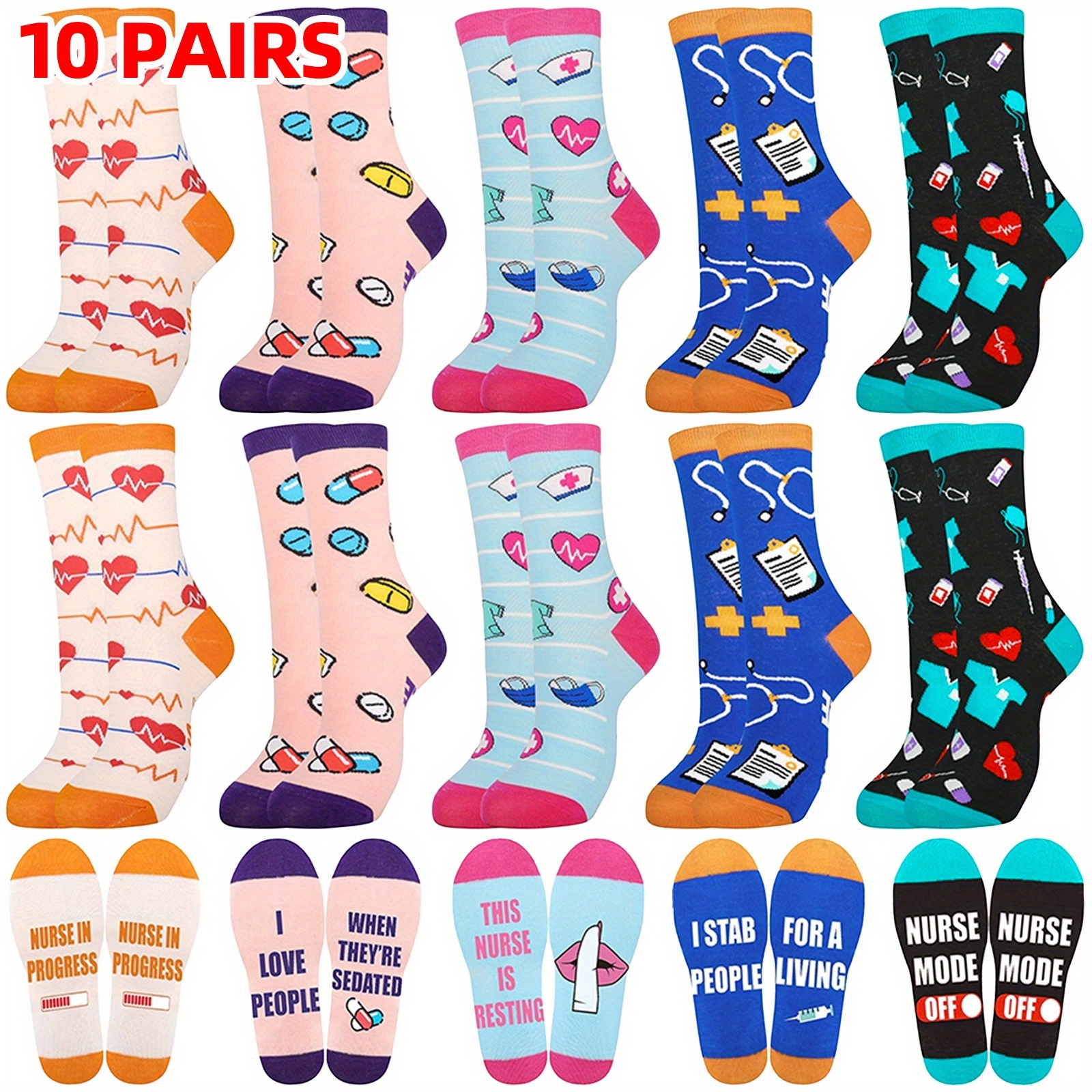 E-shop 10 Paar "Danke"-Geschenke für Krankenschwestern, Krankenschwester-Socken, geeignet für Ärzte, Personal, Zahnarztassistenten, Geschenkideen für