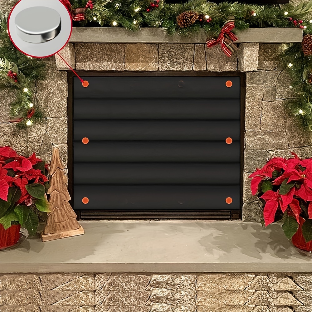 festive magnetic fireplace blanket 100cm x 39cm built in strong magnet high quality pvc material   fireplaces without metal frames   hook rope for   great for christmas and new year decorations details 5