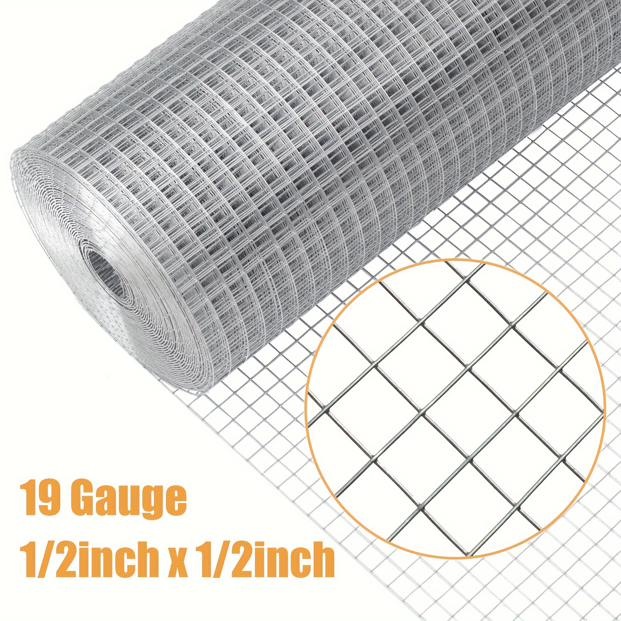 

Hardware Cloth 1/2 Inch 48 X 50 Ft, 19 Gauge Wire Metal Mesh Roll For Chicken Coop Garden Fence, Powder Coated Galvanized Welded Fence For Poultry Cage Home Improvement Projects