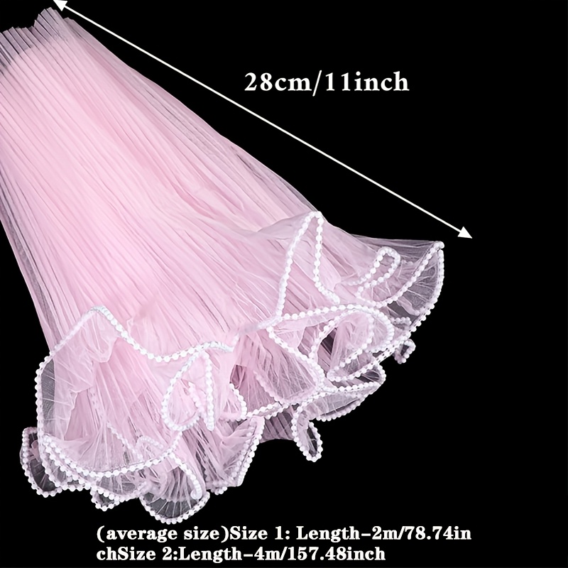 TEMU 1pc Pink Pearl Strands Wavy Organza, Polyester Fiber Bouquet Wrapping, Floral Arrangement Net, Rose Bouquet Wrapping Paper, Valentine's Day Gift