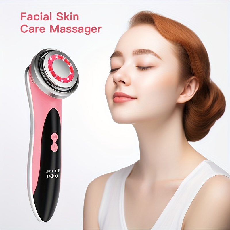 

glow Pulse" Dual-color Led Facial Massager - Usb Rechargeable, 3 Speeds & 4 Modes For Skin Care, Perfect Gift For Women