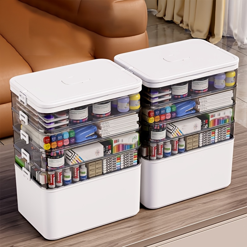 

A Multifunctional Plastic Sewing Craft Tool Box That Organizes Tools, Suitable For Storing Medicine, Hair Accessories, Art Supplies, . It Features A Handle And Is Ideal For Home Storage.