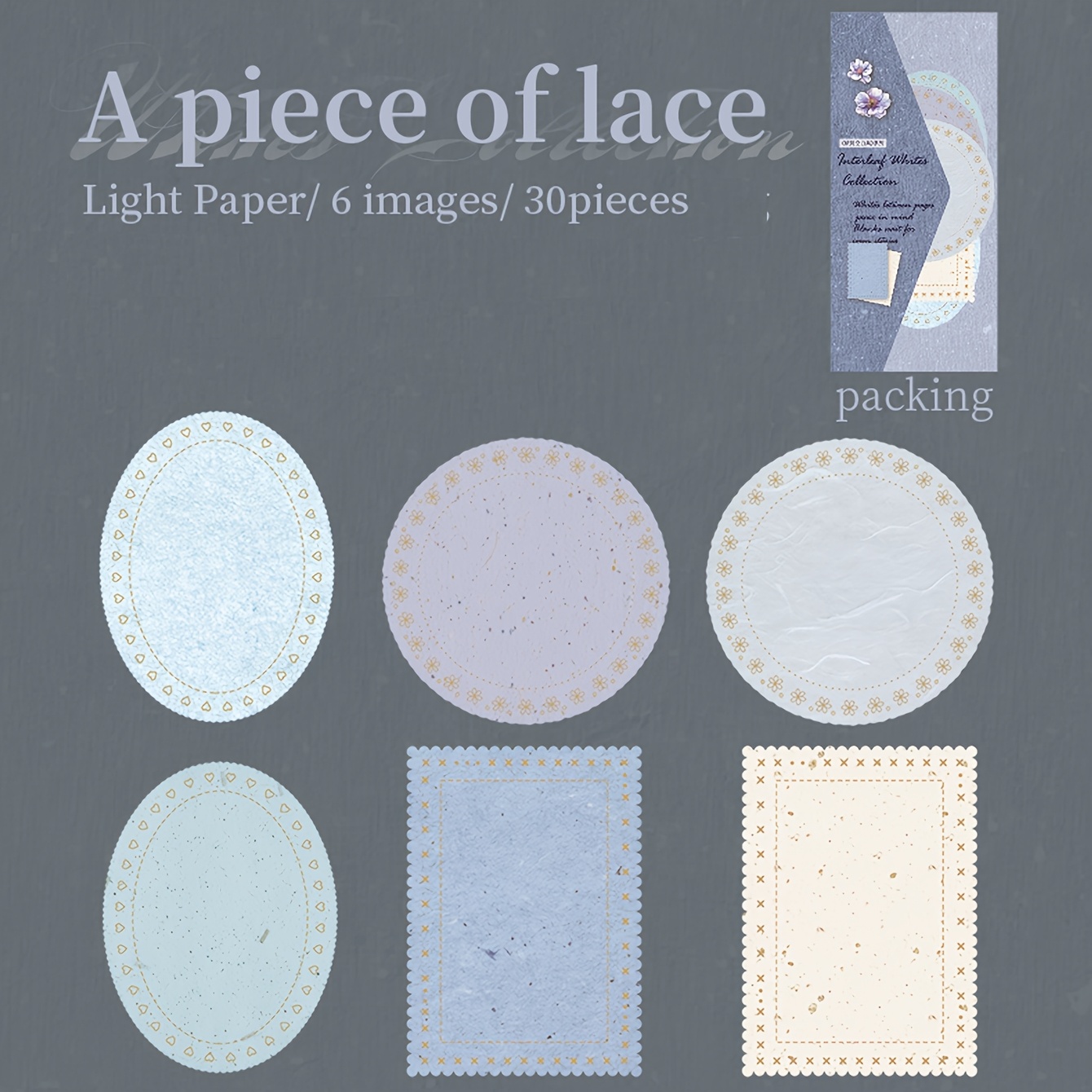 30 Sheets Retro Hollow Label Material Paper for Scrapbooking