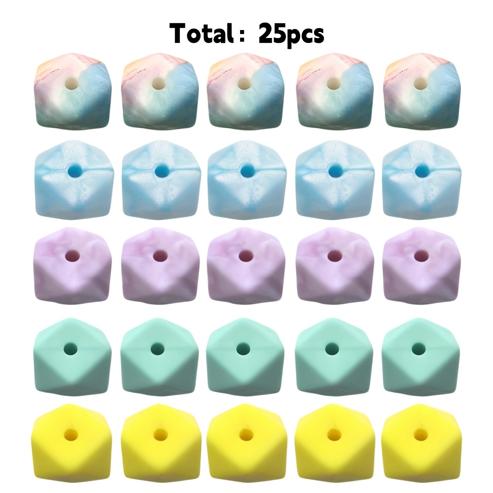 Image of 25/50pcs 14mm Hexagon Star Watermark Series Focus Silicone Beads Decorative Beads In Jar For Diy Handmade Bag Chain, Phone Chain, Bracelet, Necklace, Keychain Jewelry Making