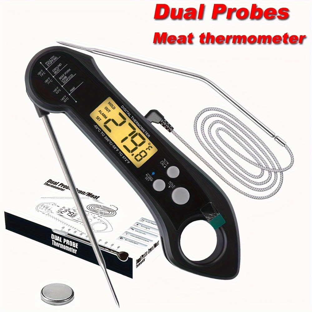 1  function kitchen thermometer with dual probes large backlit display sound alarm   bbqs cooking details 0