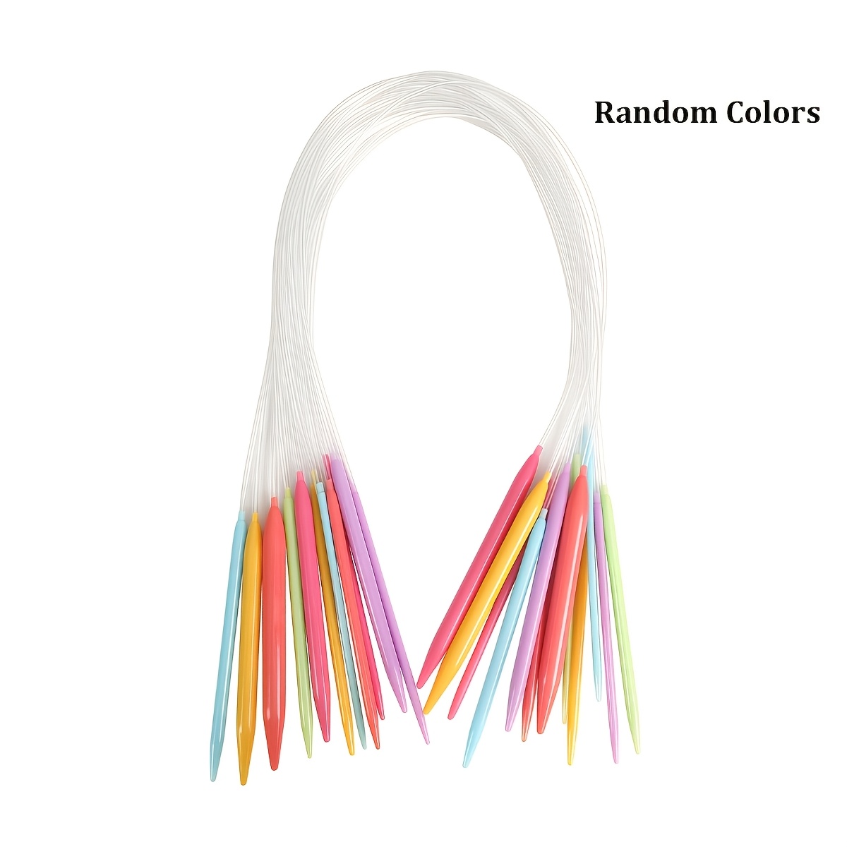 TEMU Ensemble de 12 aiguilles à tricoter circulaires ONBAGLST à code couleur pour débutants adultes, pointes (3,5 mm-12 mm) avec câble et pointes et