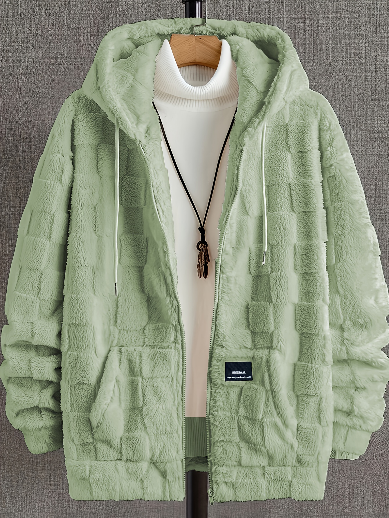 giubbotto casual in peluche cappuccio e coulisse Temu Italy