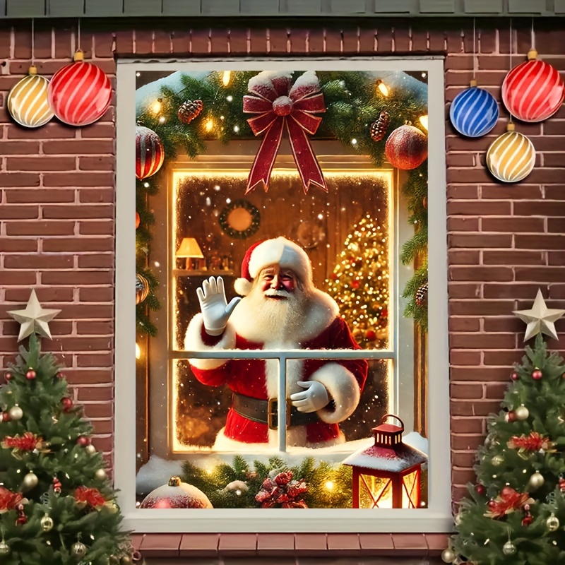 

Hego Polyester Santa Claus Window Decoration - 1pc Multipurpose Holiday Indoor Home Decor, Festive Atmosphere Enhancing Christmas Window Display, Electricity-free Use