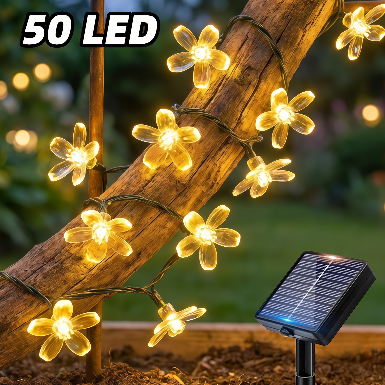 TEMU /100led Solar Powered Fairy String Lights, Crystal Cherry 12 Twinkling Smart Sensor For Holiday Yard Garden Fence Balcony