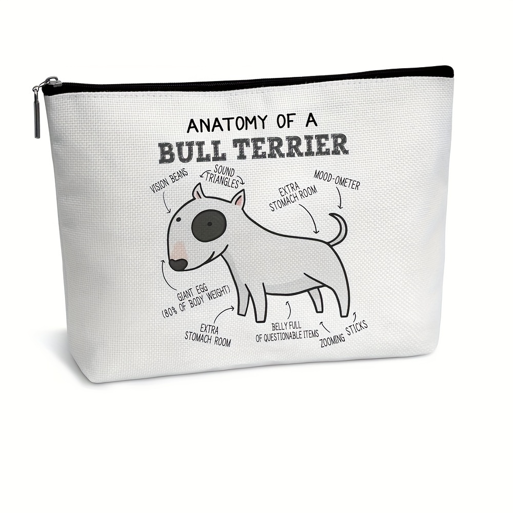 

Anatomy Of A Bull Terrier Pattern Cosmetic Bag Makeup Bag Cute Travel Bag, Zipper Pouch, Lightweight Makeup Organizer For Travel Essentials