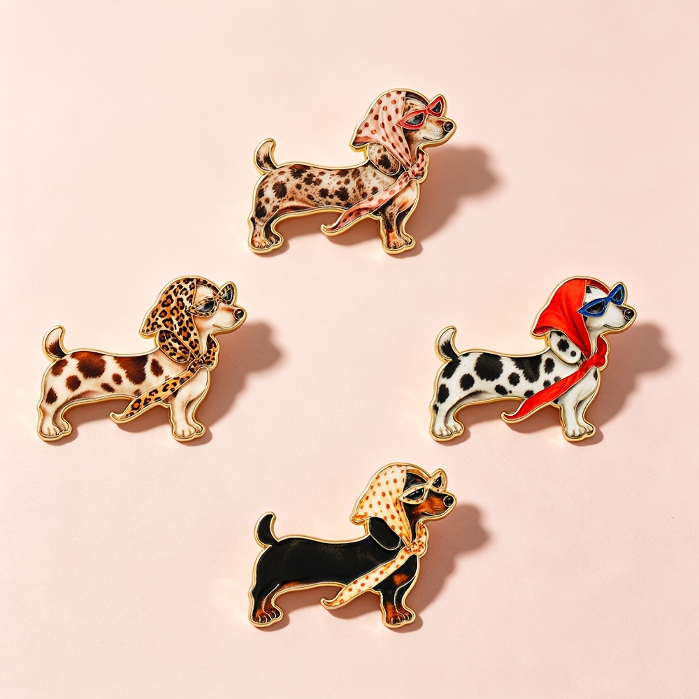 TEMU 4pcs/set Fashion Dachshund Enamel Pin Fashion Decorative Badge Ornaments Lapel Bag Badges Gifts