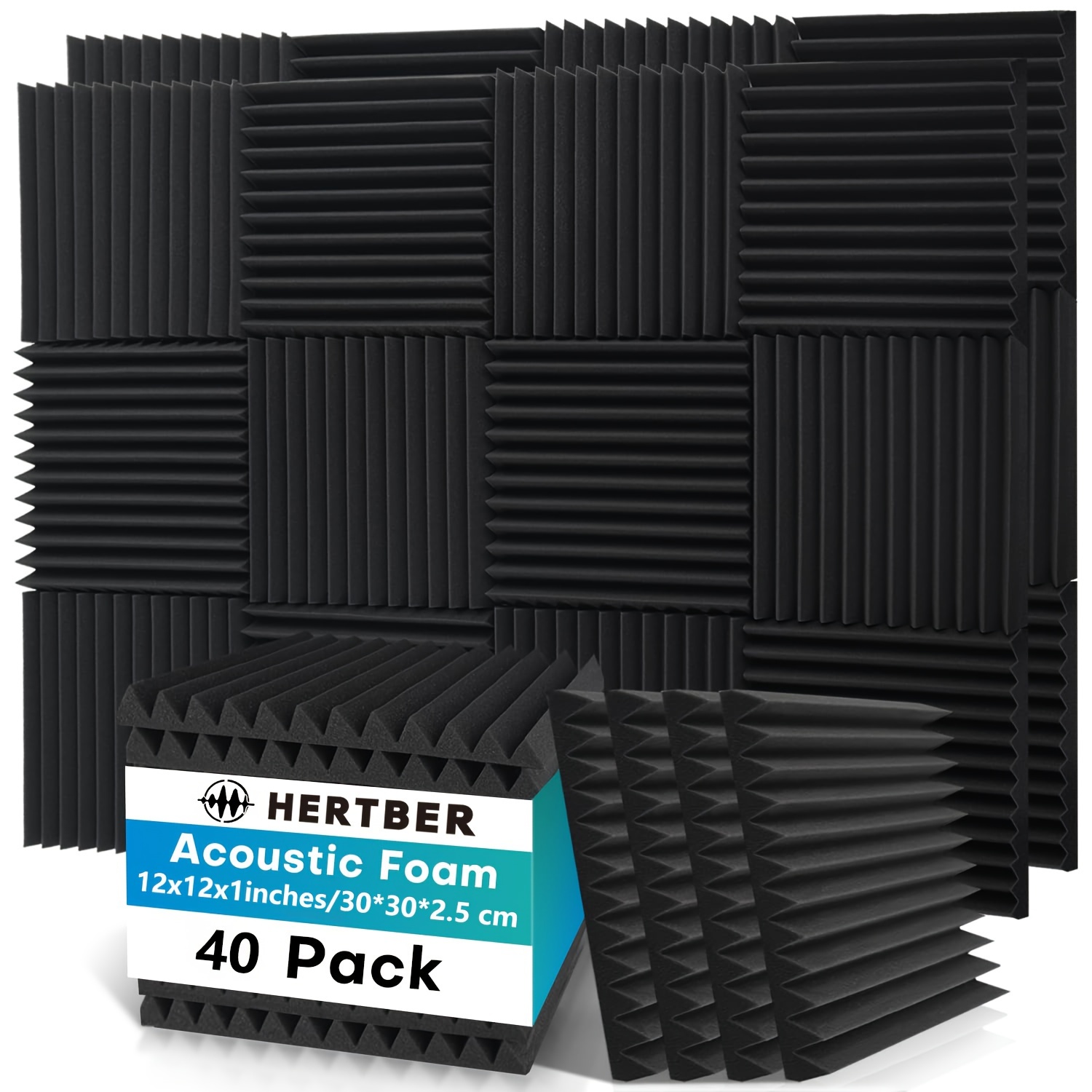 

40pcs "x12"x1" High-density Foam Soundproof Panels - Fireproof, Noise Reducing Wedge Shape For Recording , Music Rooms, Offices, Gaming , , Classrooms, Home Theaters & Bedroom Walls