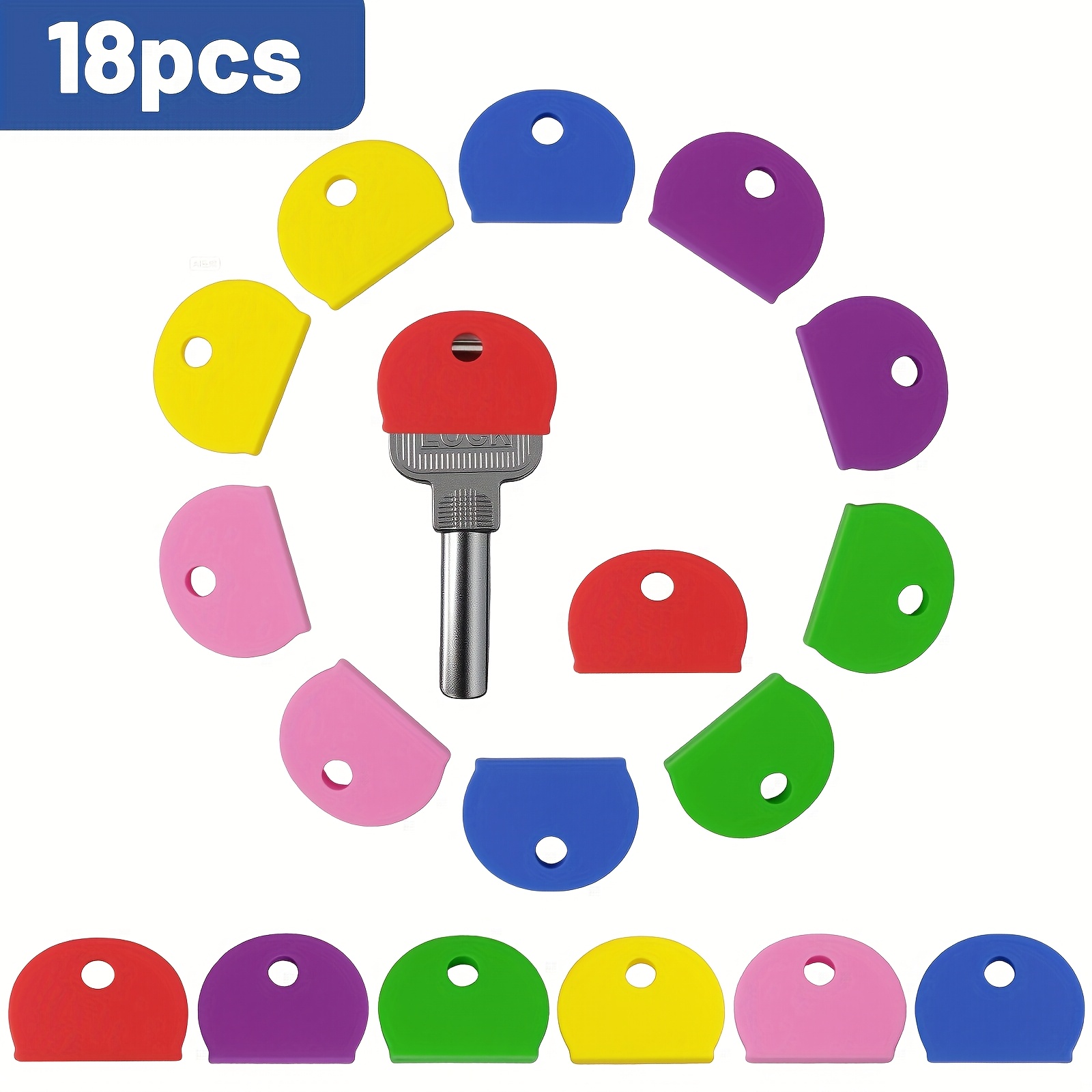 TEMU 18/36pcs Etichette Colorate per Chiavi, Tag Chiave Standard da 1 Pollice per Appartamenti, Copri Chiavi Elastici e Morbidi, Adatti per Chiavi ,