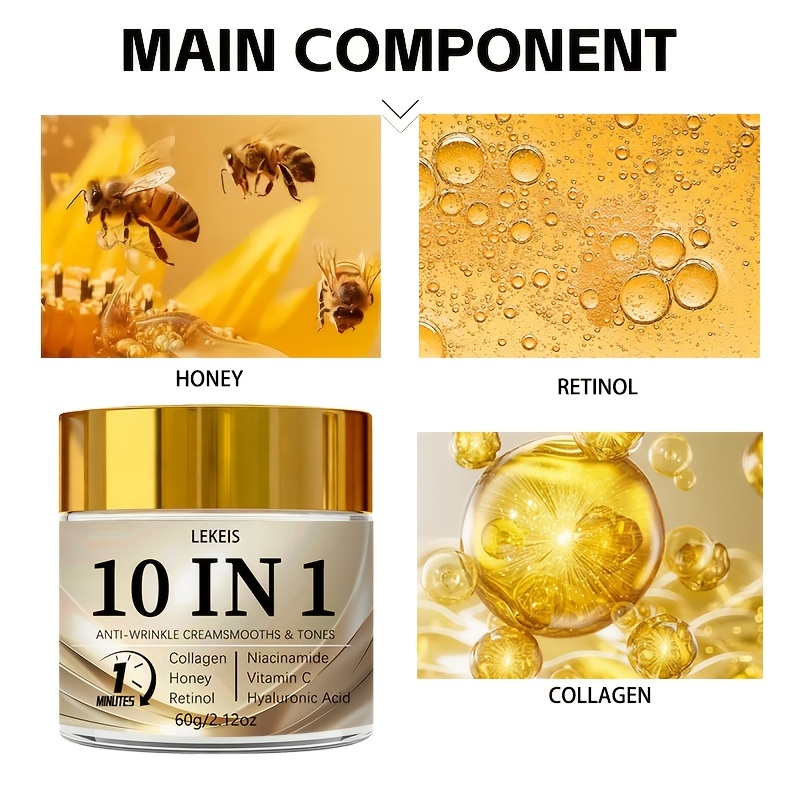 10-In-1 Instant Wrinkle Cream, Firms And Lifts Sagging Skin, Smooths Fine Lines And Wrinkles, Brightens Skin Tone, Makes Skin Look Younger, Restores Youthful Radiance, Gentle Non-Greasy Texture, Quick Absorption, Contains Collagen - Image 8