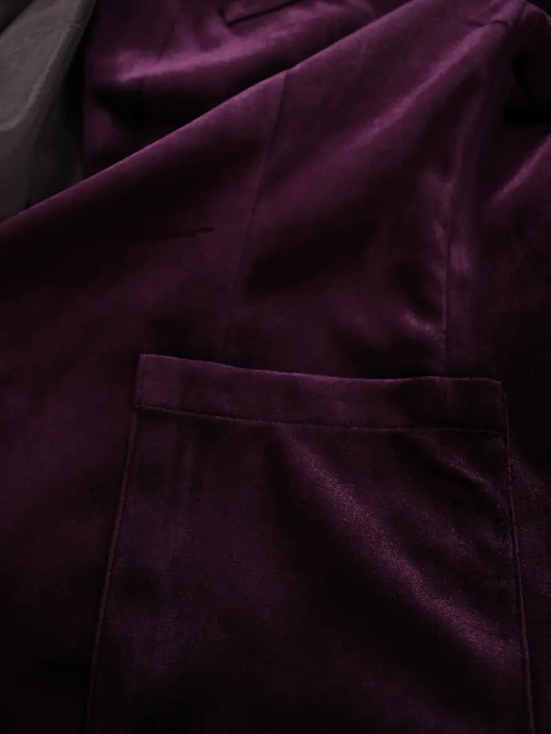 Men's Velvet In Purple Solid Color Single breasted - Temu