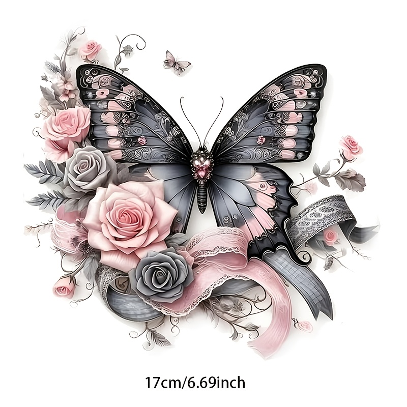 TEMU 1pc And Floral Vinyl Sticker - Suitable For Cars, Trucks, Motorcycles, Windows, And Walls - Self-adhesive Paper, Single Use - To Glass, Metal,