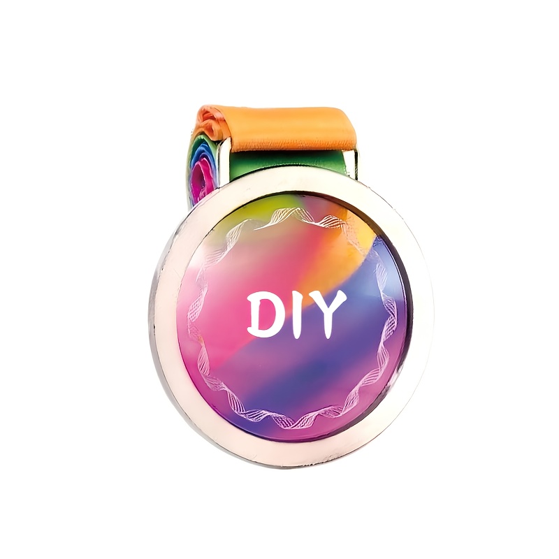 TEMU Custom Diy Golden, Silver, Copper, And Alloy Framed Crystal Medals, Personalized Color-printed Crystal Award Medals For Sports Trophies, Diy