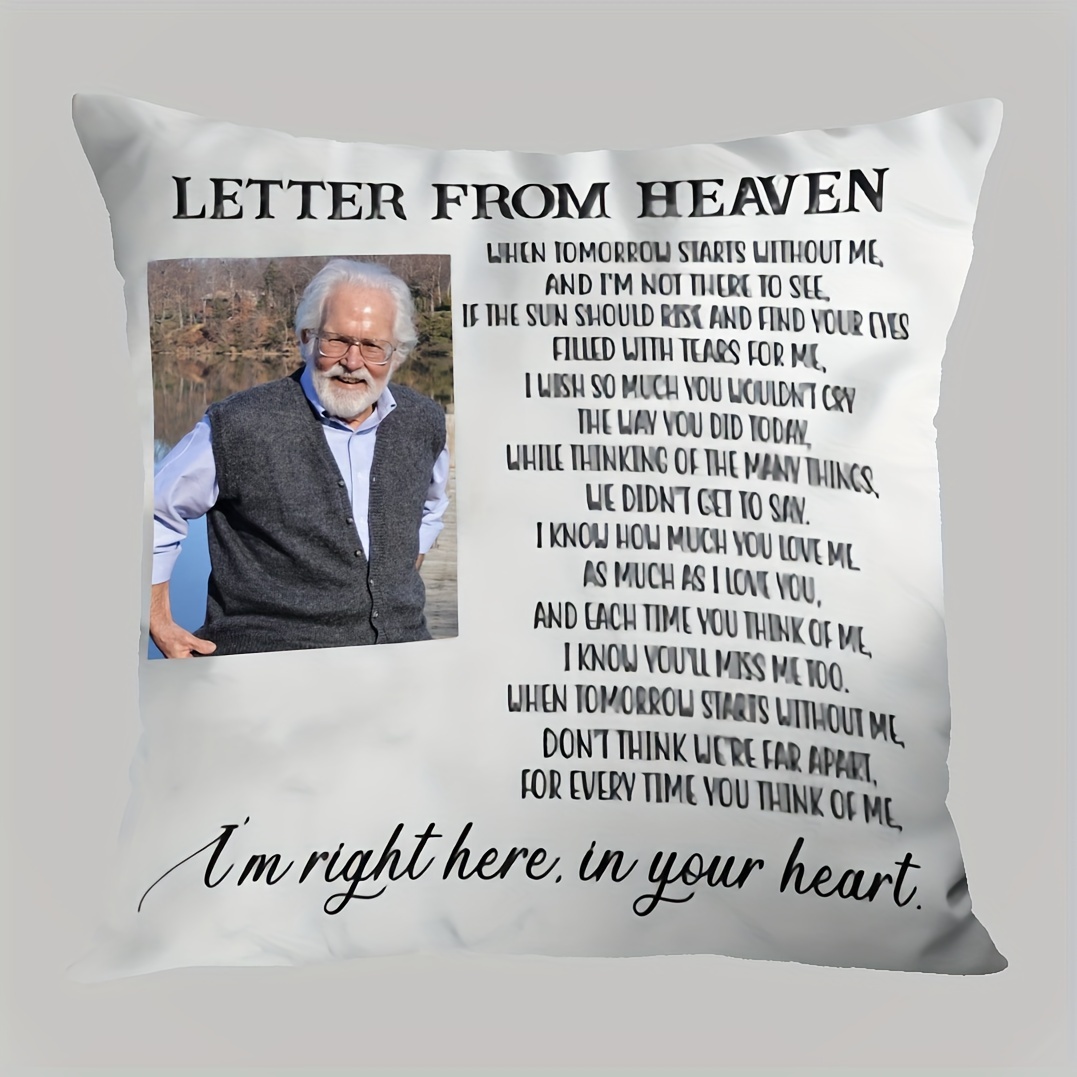 

Custom 18x18 Inch Plush Memorial Pillow Cover - Personalized Photo Tribute, Perfect Sympathy & Condolence Gift (cushion Not Included) Memorial Day Pillow Covers