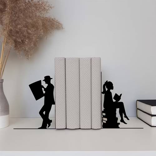 1 paar/2 stück - metall buchstützen dekorativ - stilvolle bücherregal-dekoration - büro- oder heim-buchhalter - langlebiger heim- & büro-organizer - -kunstdekor - einzigartiges geschenk für