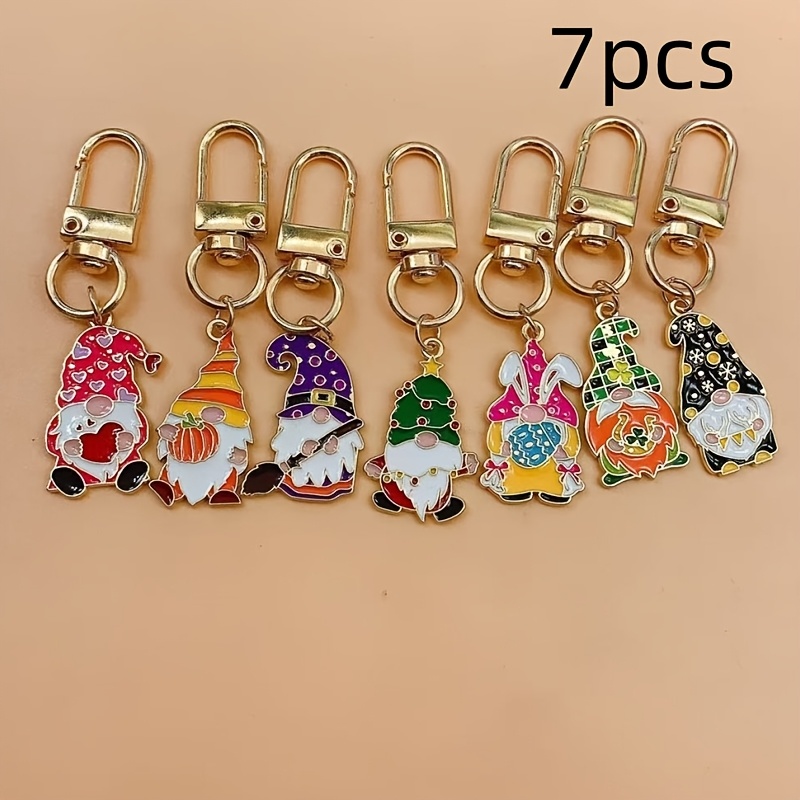 

7pcs Alloy Dwarf Keychains Set - Assorted Holiday Themed Charms For Bags, Phones, Car Mirrors - Ideal Thanksgiving Gift