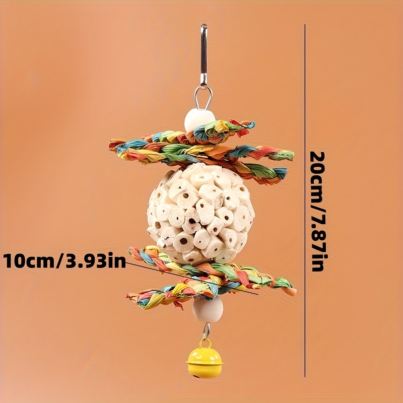 TEMU Parrot Pith Ball Toy Bird Toy Handmade Woven Corn Husk Gnawing Ball Biting Toy Boredom Relief Toy Bird Toy