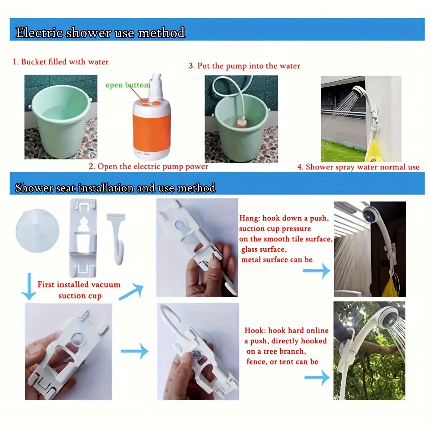 portable shower camp shower rechargeable shower camping shower pet shower portable shower for camping portable shower pump hiking and climbing bathing beach camping bathing usb charging 6000mah certification details 4