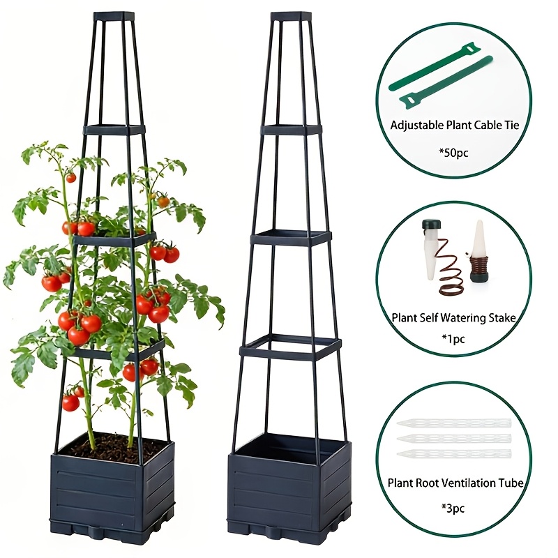 E-shop Ein Set Tomatenpflanzgefäße mit einem erhöhten Beet mit einem Rankgitter, ein 58-Zoll-Tomatenkäfig, entwickelt für Kletterpflanzen, geeignet für